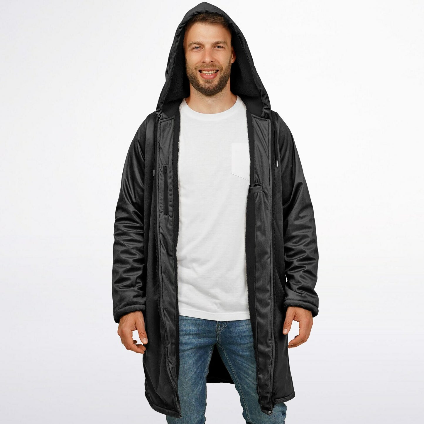 Dark Gray long hoodie with zipper, Warm hooded sweatshirt Unisex, Oversized jacket, Plus sized available copy