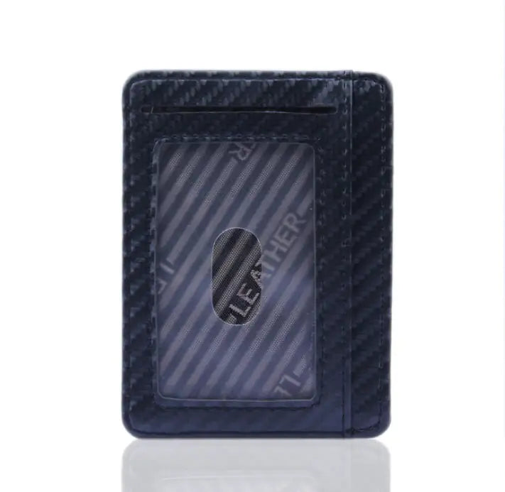 Slim RFID Carbon Fiber Wallet for Men or Women – Minimalist PU Leather Credit Card & ID Holder