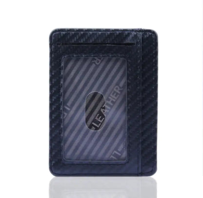 Slim RFID Carbon Fiber Wallet for Men or Women – Minimalist PU Leather Credit Card & ID Holder