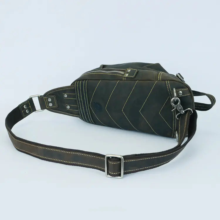 Crazy Horse Leather Crossbody Travel Bag