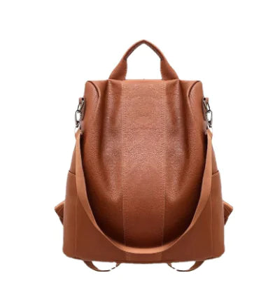 Anti-Theft Leather Backpack