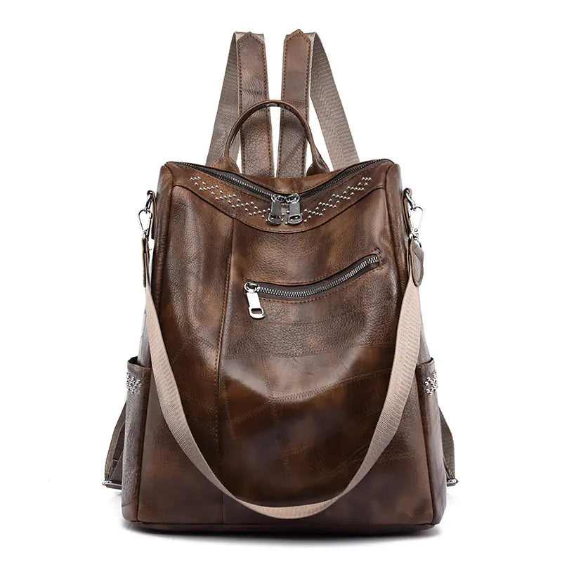 Women's Retro Casual Soft Leather Large Capacity Backpack