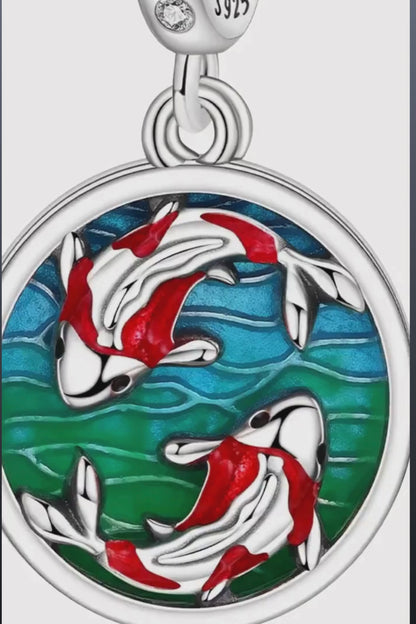 Koi Fish Charm | 925 Sterling Silver Lucky Fish Pendant | Bracelet & Necklace Gift