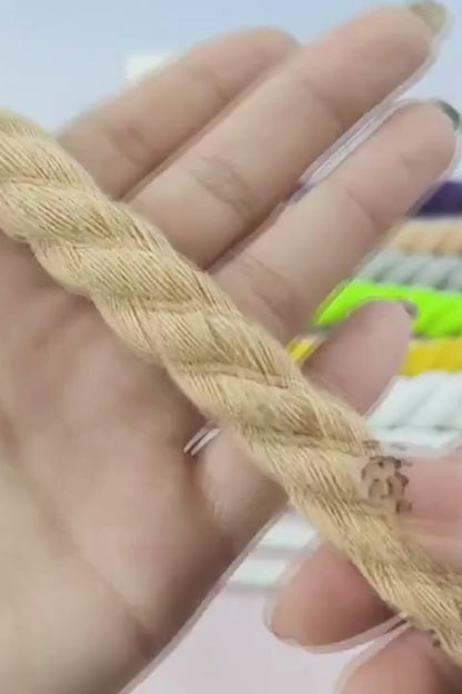 100% Cotton Macrame Rope Cord | 3-Strand Twisted Craft Rope | 5M Thick Cotton Cord 5–20mm | Bag Making & Home Decor DIY Supply