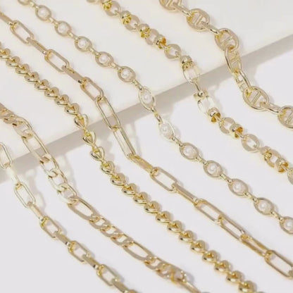 14K Gold Plated Brass Chain | Gold Jewelry Chain by the Meter | Bulk Necklace & Bracelet Chain for DIY Jewelry Making