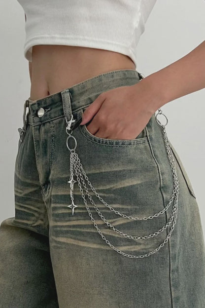 Metal Star Pant Chain | Multilayer Hip Hop Waist Chain | Punk Jeans Chain with Star Pendant for DIY Jewelry & Accessories