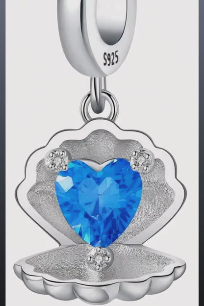 Oyster Charm | 925 Sterling Silver Blue Gem Pendant | Ocean Bracelet & Necklace Gift