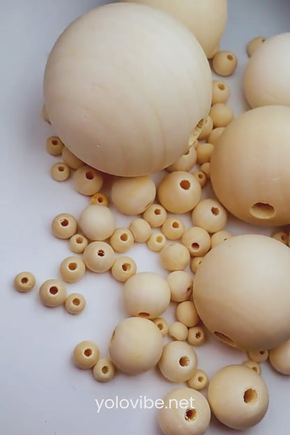 Natural Wood Beads | Round Wooden Spacer Beads 4–50mm | DIY Jewelry Making, Crafts & Handmade Accessories
