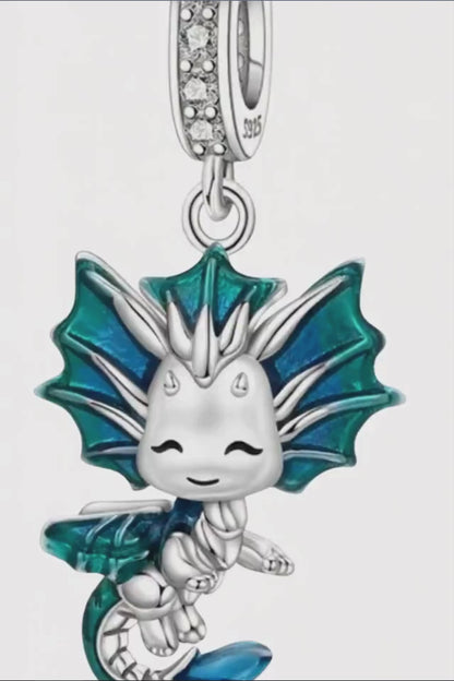 Baby Dragon Charm | 925 Sterling Silver Fantasy Pendant | Bracelet & Necklace Gift for Dragon Lovers