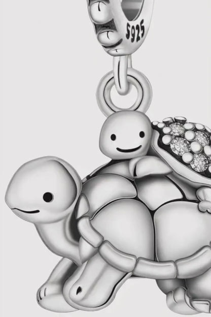 Momma & Baby Turtle Charm | 925 Sterling Silver Sea Turtle Pendant | Bracelet & Necklace Gift