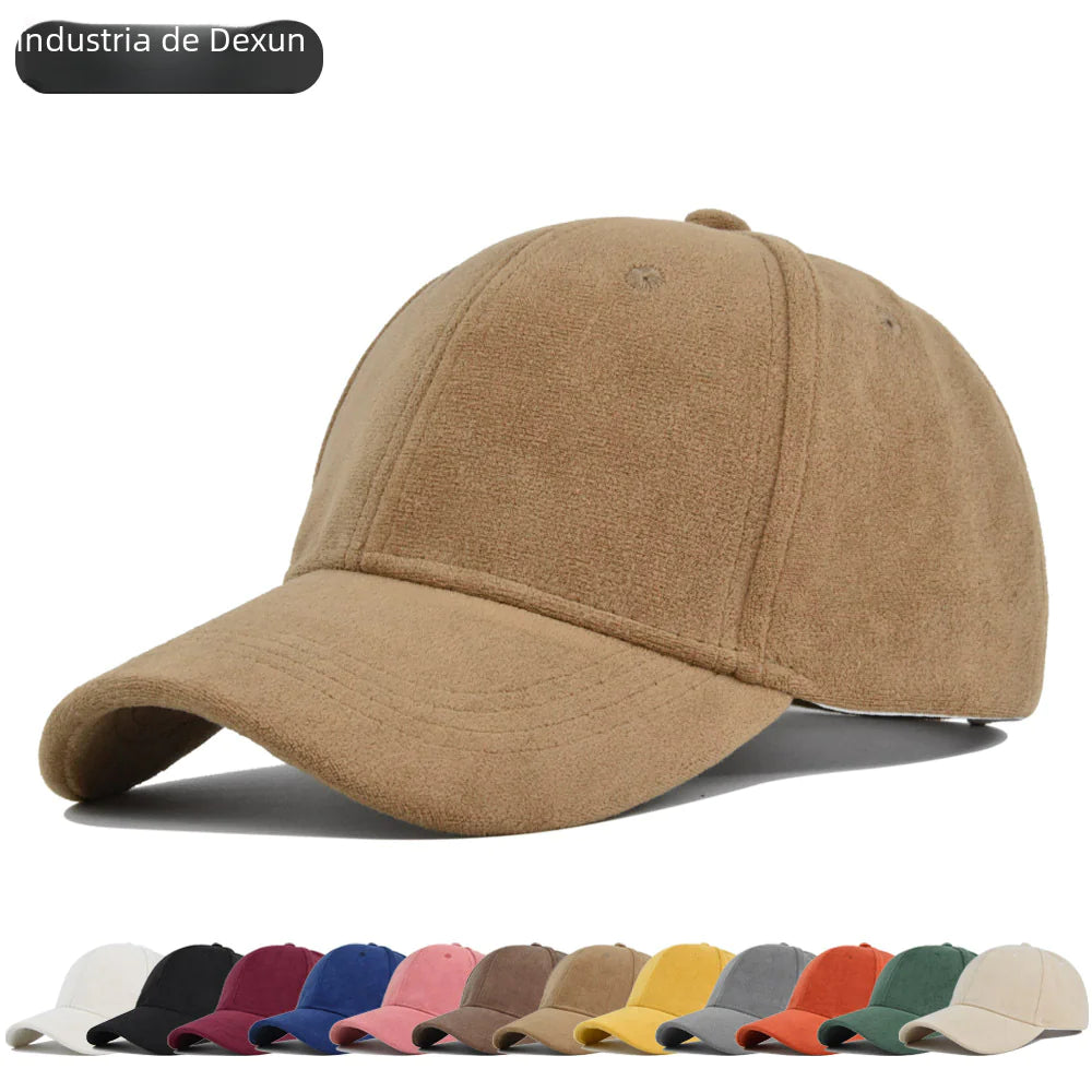 Solid Color Suede Soft Top Baseball Cap for Outdoors Lambswool Baseball Hat