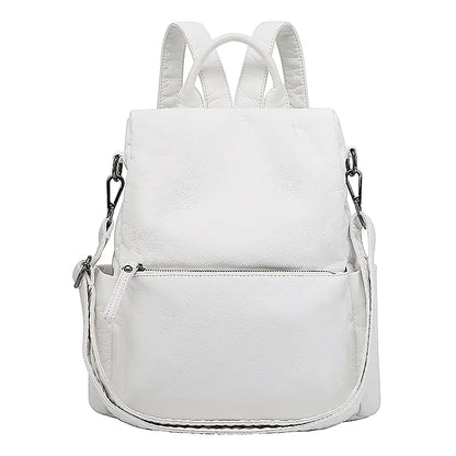 Women's Soft Leather Large Anti-theft Backpack