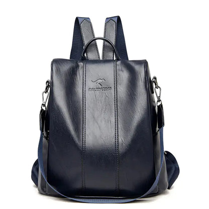 Vintage Anti-Theft Leather Backpack for Women