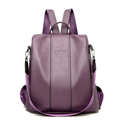 Vintage Anti-Theft Leather Backpack for Women