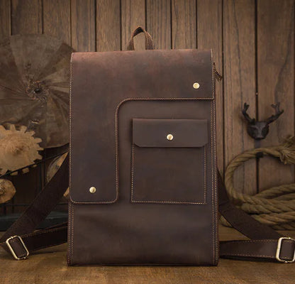 Men's Casual Leather British Style Backpack